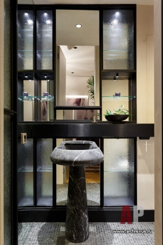 Фото интерьера гостевого санузла квартиры в стиле ар-деко