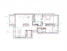 Планировка квартиры площадью 206 кв. м в минимализме с расстановкой мебели.
