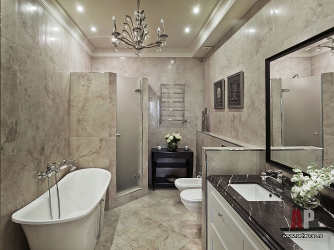 Фото интерьера санузла квартиры в американском стиле Фото интерьера ванной квартиры в американском стиле