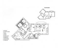 Планировка 4-х комнатной квартиры с элементами стиля лофт.
