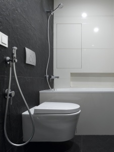 Фото интерьера санузла квартиры в стиле минимализм 