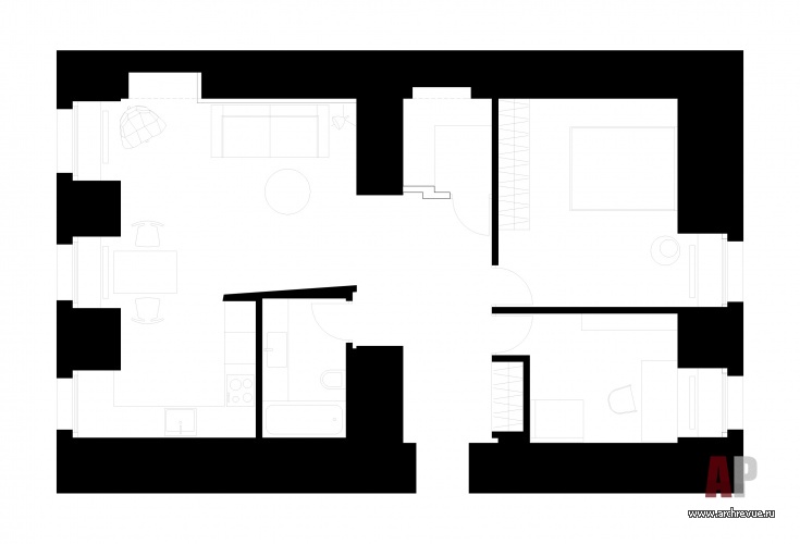 Планировка 3-х комнатной квартиры с высокими арочными сводами.