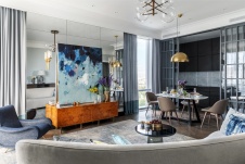 Фото интерьера гостиной квартиры в стиле фьюжн