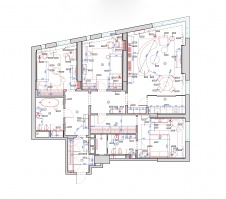 Планировка квартиры 160 кв. м в стиле mid-century.