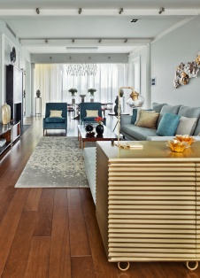 Фото интерьера гостиной квартиры в стиле фьюжн