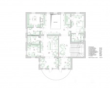 Планировка 2 этажа 3-х этажного дома. Общая площадь – 720 кв. м.