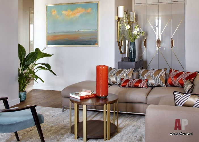 Фото интерьера гостиной квартиры в стиле фьюжн