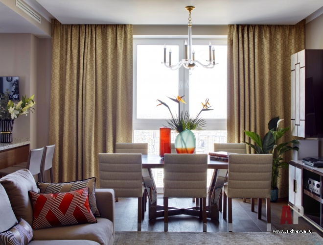 Фото интерьера столовой квартиры в стиле фьюжн