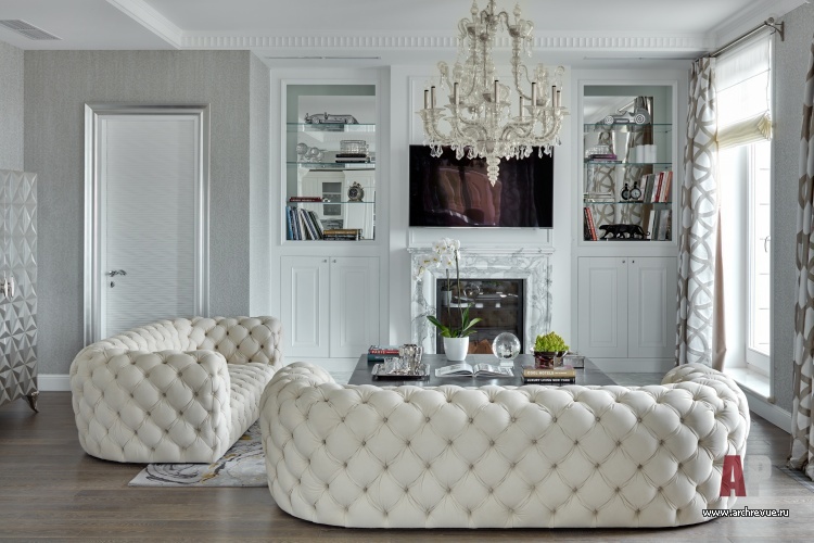 Фото интерьера домашнего кинотеатра квартиры в американском стиле