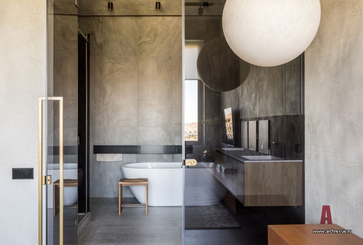 Фото интерьера ванной комнаты квартиры в стиле минимализм