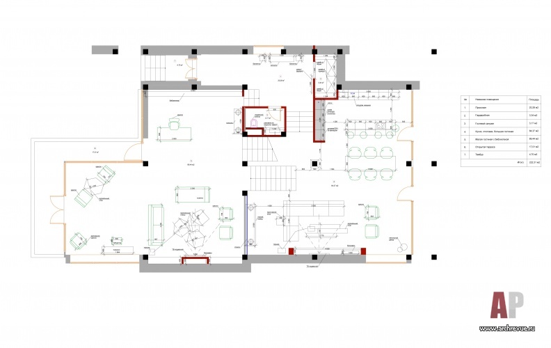 План 2 этажа частного жилого дома с многоуровневой планировкой.
