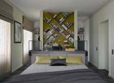 Фото интерьера спальни квартиры в стиле фьюжн