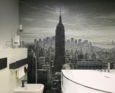 Фото интерьера ванной комнаты квартиры в стиле ар-деко