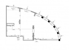 Исходная планировка 3-х комнатной квартиры с радиусной фасадной стеной