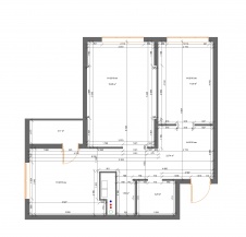Панировка двухкомнатной квартиры до реконструкции. Общая площадь - 61,7 кв. м.