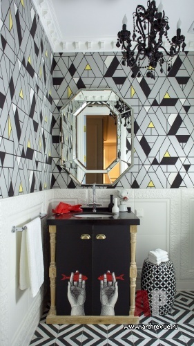 Фото интерьера гостевого санузла квартиры в стиле китч
