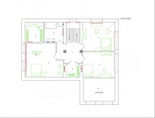 Планировка 2 этажа 2-х этажного дома для семьи с двумя детьми.