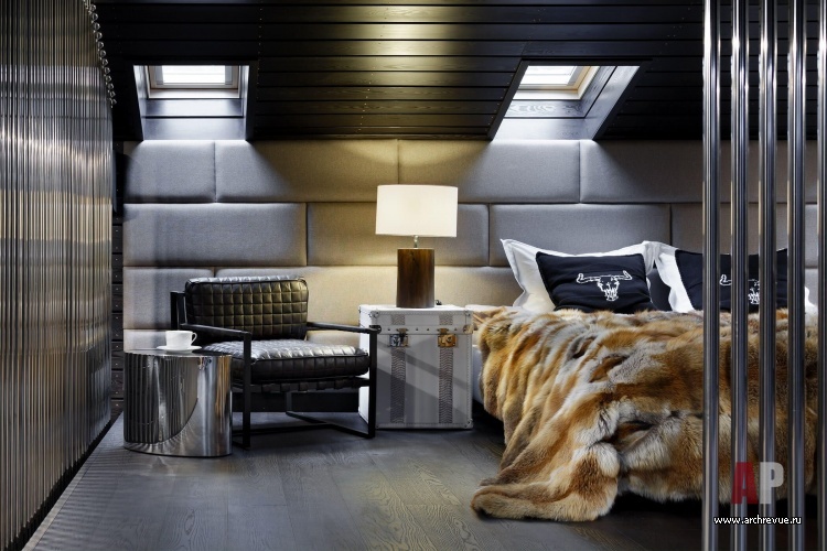 Фото интерьера спальни гостевого дома в стиле шале