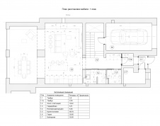 Планировка 1 этажа 3-х этажного дома для большой семьи из трех поколений.