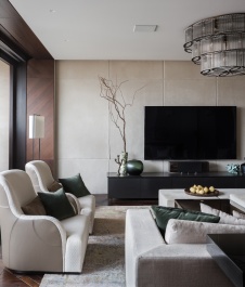 Фото интерьера гостиной пентхауса в американском стиле