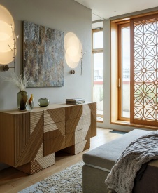 Фото интерьера спальни пентхауса в американском стиле