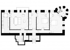 Планировка квартиры с тремя спальнями, панорамным эркером и 16 окнами.