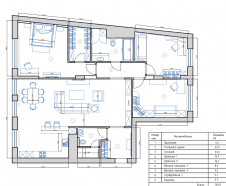 Планировка семейной квартиры с тремя спальнями в новостройке.