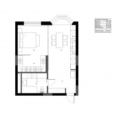 Планировка однокомнатной квартиры с деревянной перегородкой.
