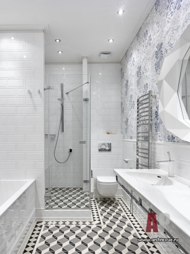 Фото интерьера ванной комнаты квартиры в американском стиле