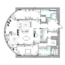 Планировка трехкомнатной квартиры с зимним садом.