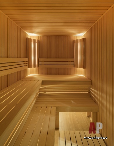 Фото интерьера сауны деревянного дома в американском стиле