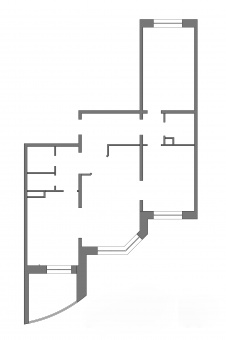 План трехкомнатной квартиры 90 кв. м. до перепланировки.