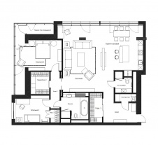 Планировка 3-х комнатной видовой квартиры на 24 этаже.