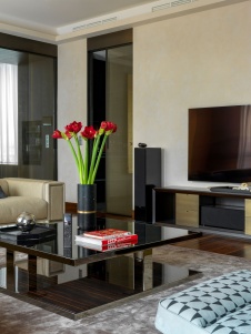 Фото интерьера гостиной пентхауса в стиле ар-деко