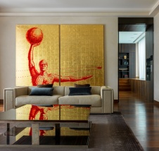 Фото интерьера гостиной пентхауса в стиле ар-деко