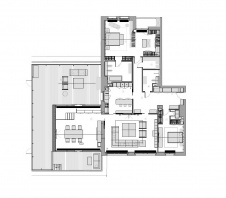 Планировка пентхауса с открытой террасой в Хамовниках.