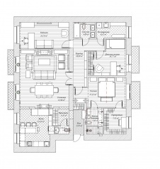 Планировка триплекса 140 кв. м. на последнем этаже московского дома.