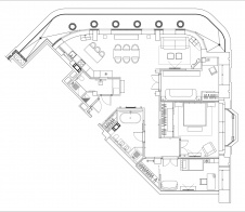 Планировка 4-х комнатной угловой квартиры с видом на исторический центр города.