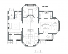 Планировка 1 этажа 2-х этажного семейного дома в Подмосковье.