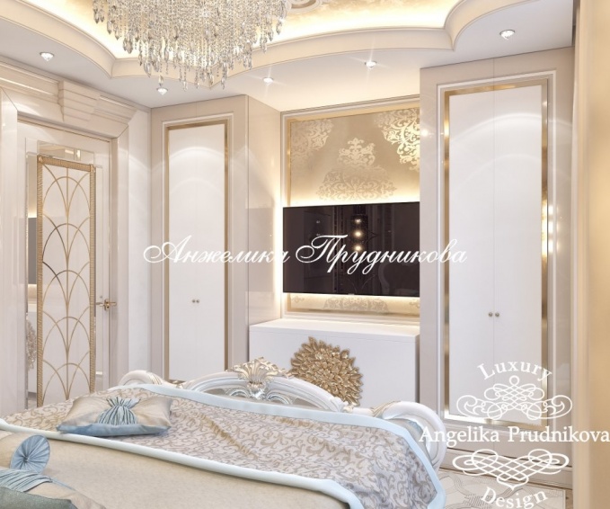 Дизайн-проект интерьера спальни в стиле ар-деко на Беговой