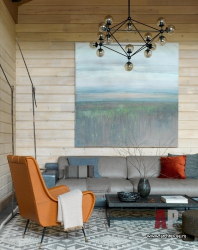 Фото интерьера гостиной гостевого дома в стиле эко