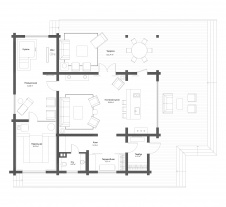 Планировка деревянного дома с банным комплексом площадью 140 кв. м.
