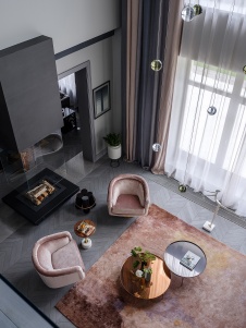 Фото интерьера гостиной дома в стиле фьюжн