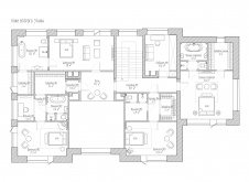 Планировка 2 этажа 3-х этажного дома для семьи с тремя детьми.