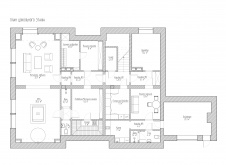 Планировка цокольного этажа 3-х этажного дома для семьи с тремя детьми.
