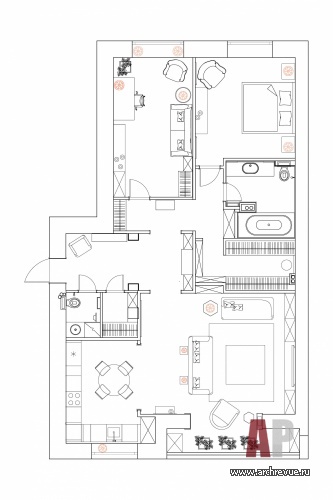 Планировка 3-х комнатной квартиры на Якиманке.