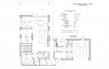 Планировка 1 этажа 3-х этажного современного дома в типовом поселке (архитектор С. Скуратов).