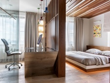 Фото интерьера спальни квартиры в стиле фьюжн