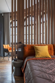 Фото интерьера спальни квартиры в стиле фьюжн