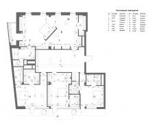 Планировка 1 этажа 2-х этажного пентхауса с открытой террасой в центре Москвы.